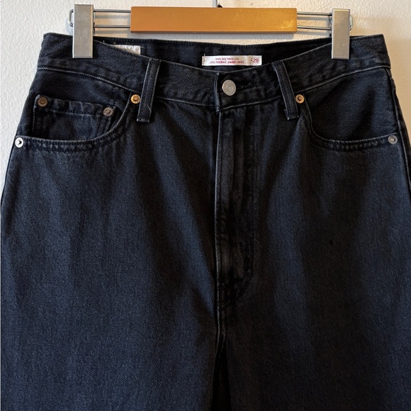 Levi's Ribcage Wide Leg Jeans Black Size 29 High-Rise 90s-inspired Casual - Picture 5 of 12